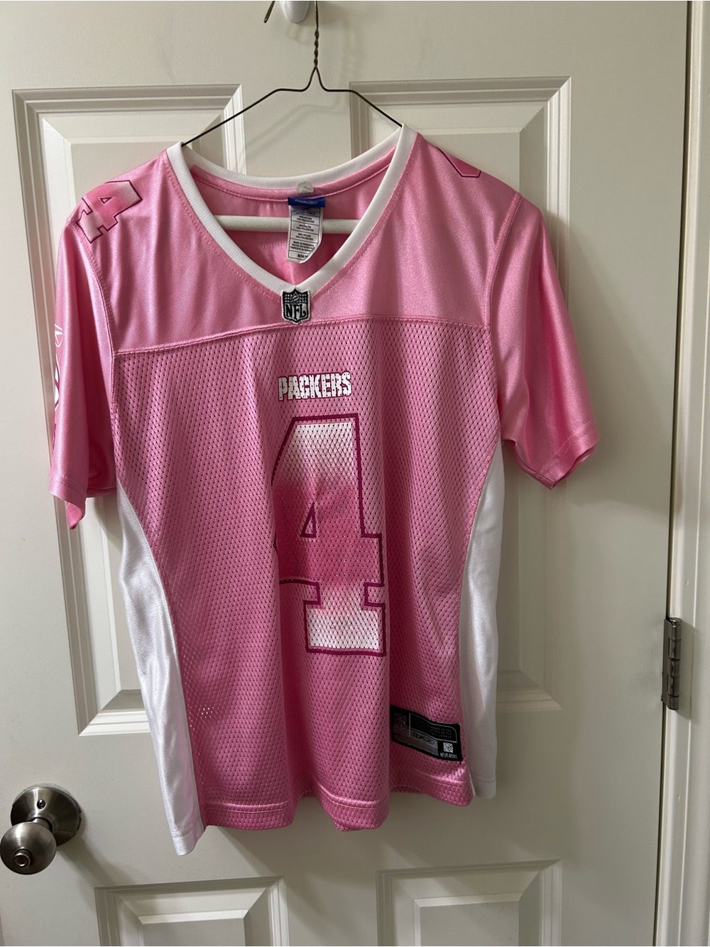 NFL Pink and White FAVRE Packers #4 Jersey women M